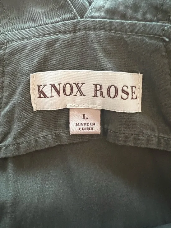 Knox Rose Olive Green Sleeveless Bib Jumpsuit Overalls Size L - Picture 4 of 5